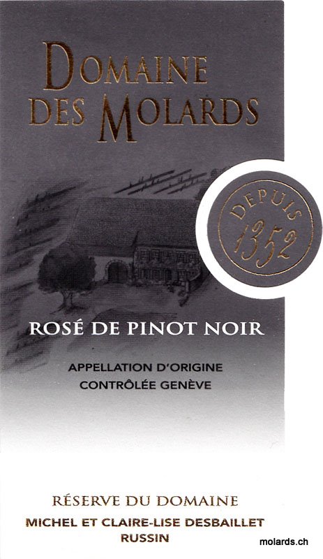 Dom. des Molards - Rosé de Pinot Noir 50cl 2021 AOC GE