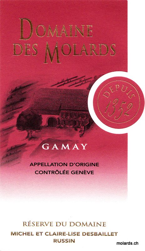 Dom. des Molards - Gamay 75cl 2020 AOC GE