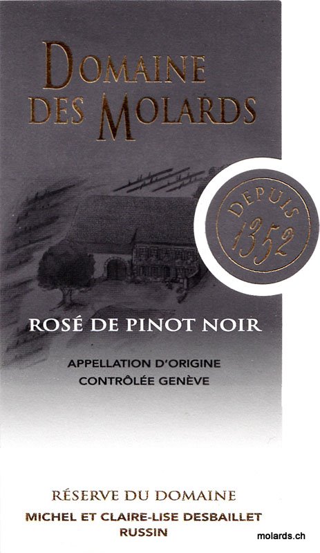 Dom. des Molards - Rosé de Pinot Noir 50cl 2024 AOC GE 
