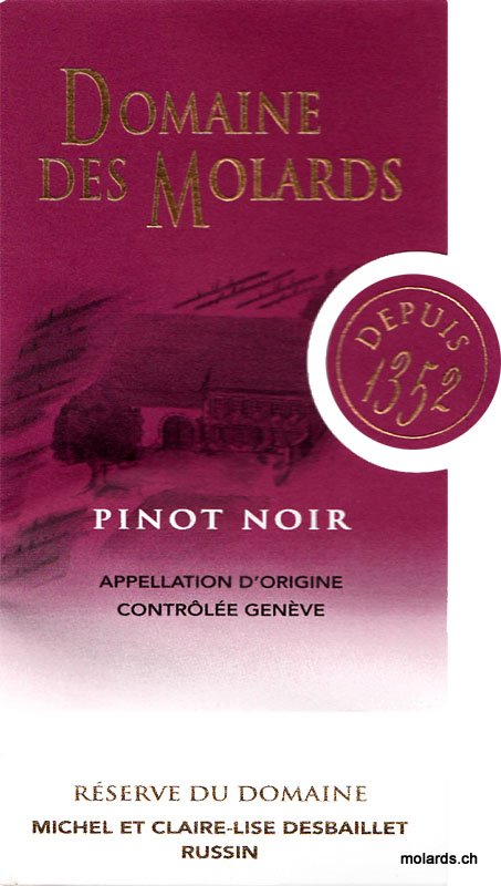 Dom. des Molards - Pinot Noir 50cl 2018 AOC GE