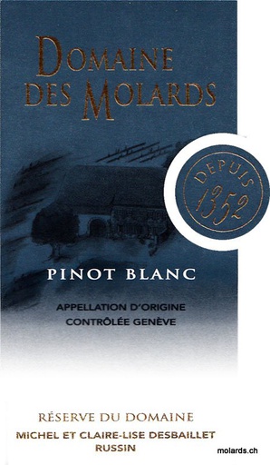 Dom. des Molards - Pinot Blanc 75cl 2022 AOC GE